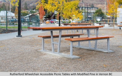 Wishbone Rutherford Commercial Wheelchair Accessible Picnic Tables with Modified Pine in Vernon BC